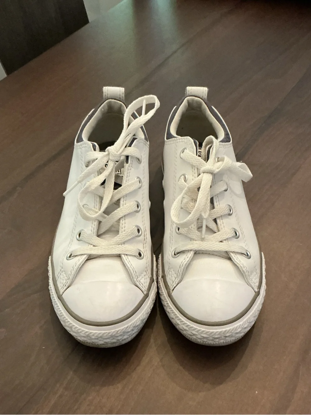 Youth Converse White Low-Top Leather Sneakers